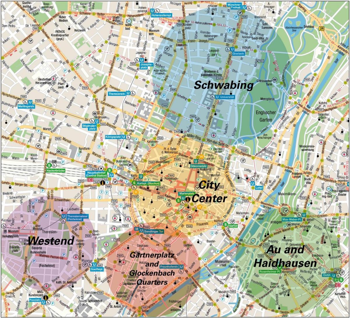 Mapa dzielnic Monachium