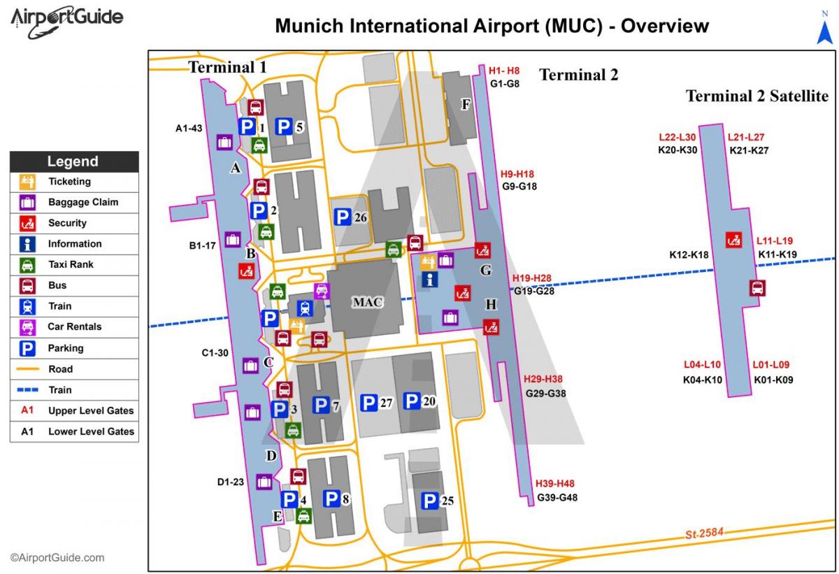 Mapa terminalu lotniska w Monachium