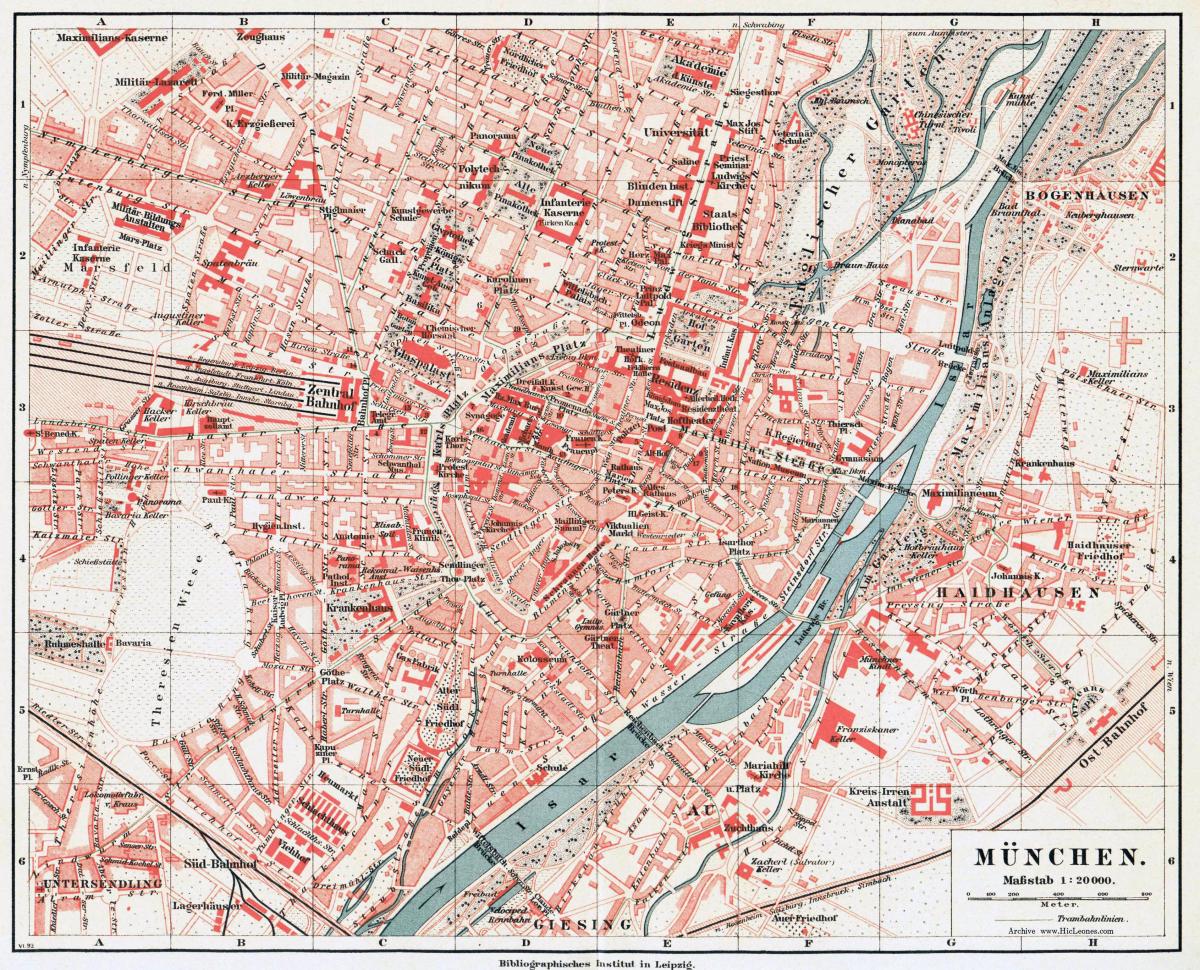 Historyczna mapa Monachium