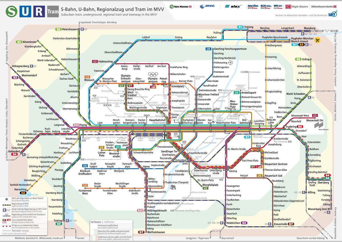 Mapa dworców kolejowych Monachium